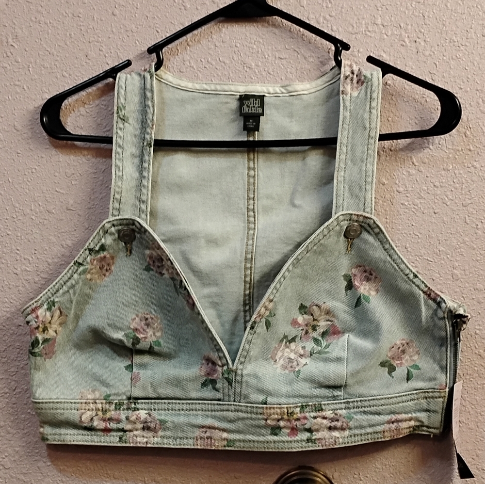Floral Denim Crop Top